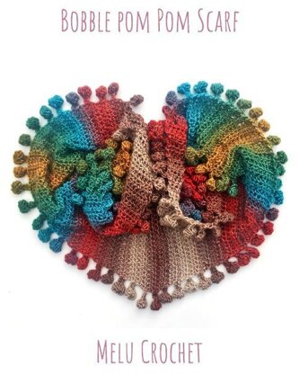 Melu Crochet Bobble Pom Pom Scarf