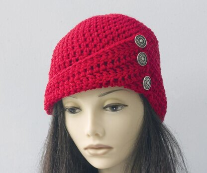 Buttoned Flapper Cloche