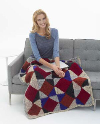 Diagonal Squares Throw in Lion Brand Wool-Ease Thick & Quick - L40172