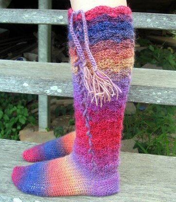 Rainbows and Laces, crochet socks