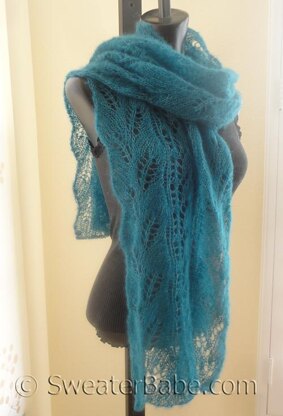 #169 Snowdrops and Curved Leaf Lace Scarf