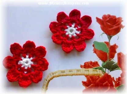 8 Petals Crochet Flower Pattern Applique Embellishment