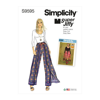 Simplicity Misses' Super Jiffy Wrap and Tie Pantskirt S9595 - Paper Pattern, Size One Size Only