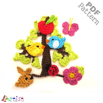 Tree Set Crochet Applique