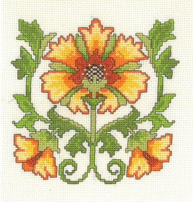 Creative World Of Crafts Art Nouveau Sunflower Cross Stitch Kit - 14cm x 14cm