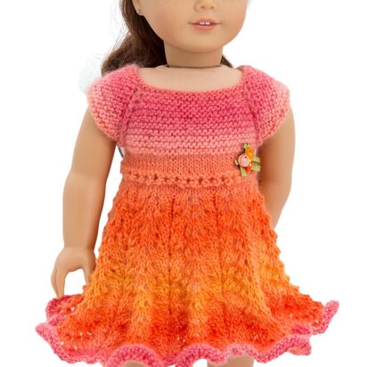 Flower Dress for 18 inch dolls. Doll Clothes Knitting Pattern.