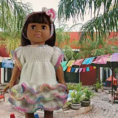 Birthday Party Fiesta Dress, Knitting Patterns fit American Girl and other 18-Inch Dolls