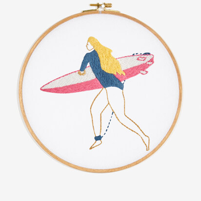 DMC Around The World - Surfer Girl Embroidery Pattern - PAT0622 - Downloadable PDF