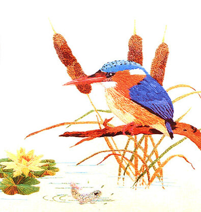 Rajmahal Kingfisher Embroidery Kit - 24 x 24cm