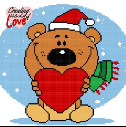 Christmas Bear With Heart Stitch Graph