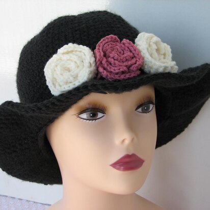 Claire Wide Brim Rosebud Hat