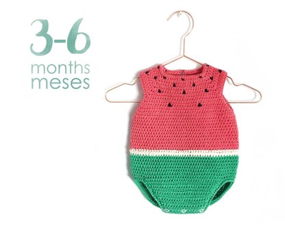 3-6 months - Crochet Watermelon Romper