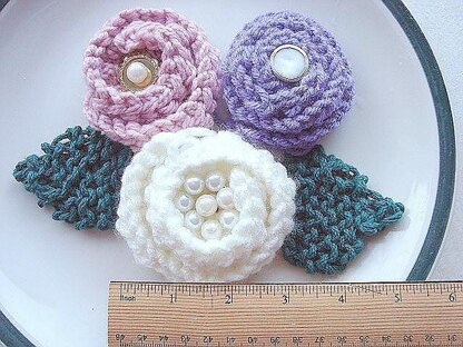 Knitted Rose and Leaves | Knitting Pattern 220