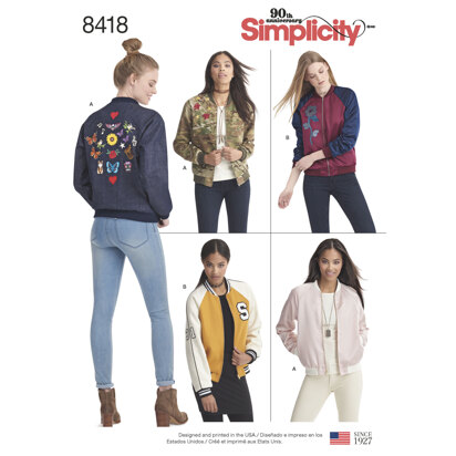 Simplicity Pattern 8418 Women's Lined Bomber Jacket with Fabric & Trim Variations 8418 - Sewing Pattern