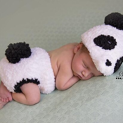 Panda Hat, Diaper Cover, and Amigurumi Bamboo Set