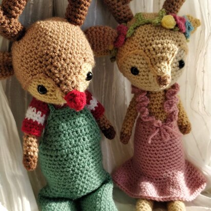 Renata and Rudolph Reindeer Doll Crochet Amigurumi Christmas