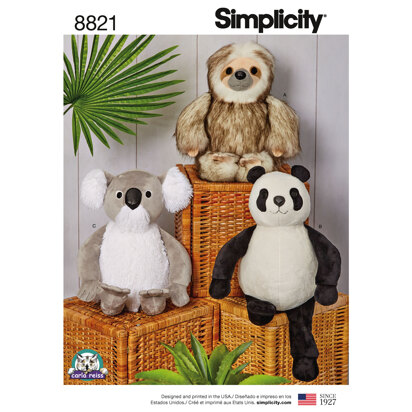 Simplicity 8821 15in Stuffed Animals - Paper Pattern, Size OS (ONE SIZE)