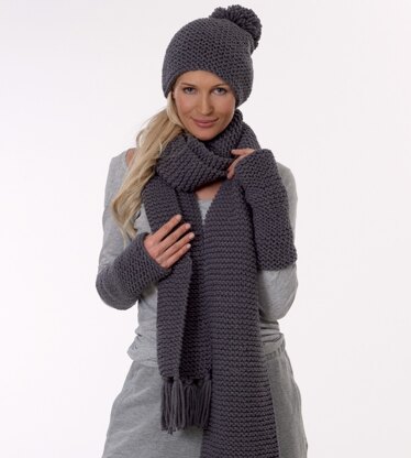 Arm Warmers, Scarf & Bobble Cap in Rico Essentials Big - 045 - Downloadable PDF