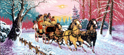 Diamant Three-Horse Sleigh Tapestry Kit - 50cm x 115cm