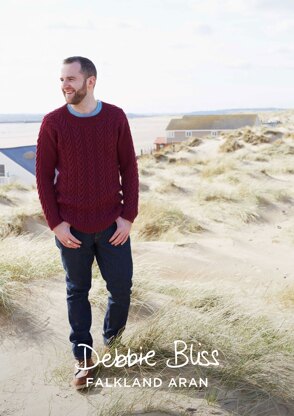 "Kaey Sweater" - Sweater Knitting Pattern For Men in Debbie Bliss Falkland Aran - DBS037