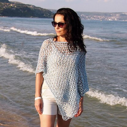 Diamond flower poncho beach cover up Crochet pattern by Ana D