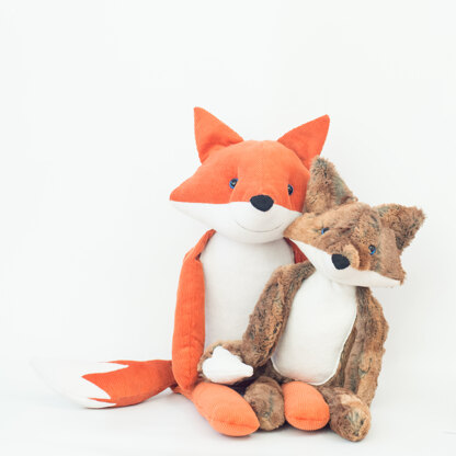 Stuffed large fox and wolf