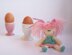 Funny small doll with pink hair for keeping warm breakfast egg
