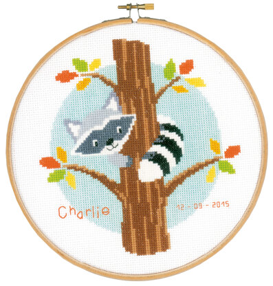 Vervaco Counted Cross Stitch Kit Raccoon In Tree Cross Stitch Kit