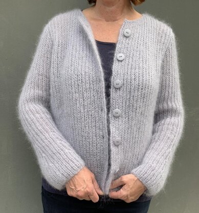 Mohair-Strickjacke in Halbpatent