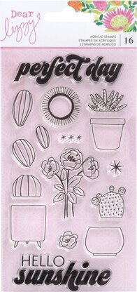 American Crafts Dear Lizzy Here & Now Acrylic Stamps 16/Pkg - 620453