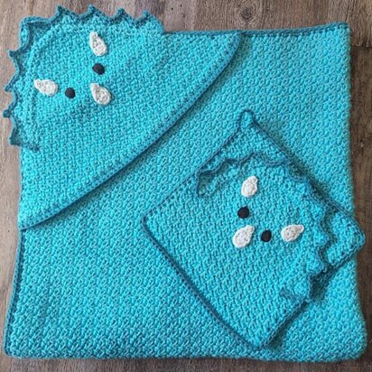 Triceratops Hooded Towel and Matching Washcloth