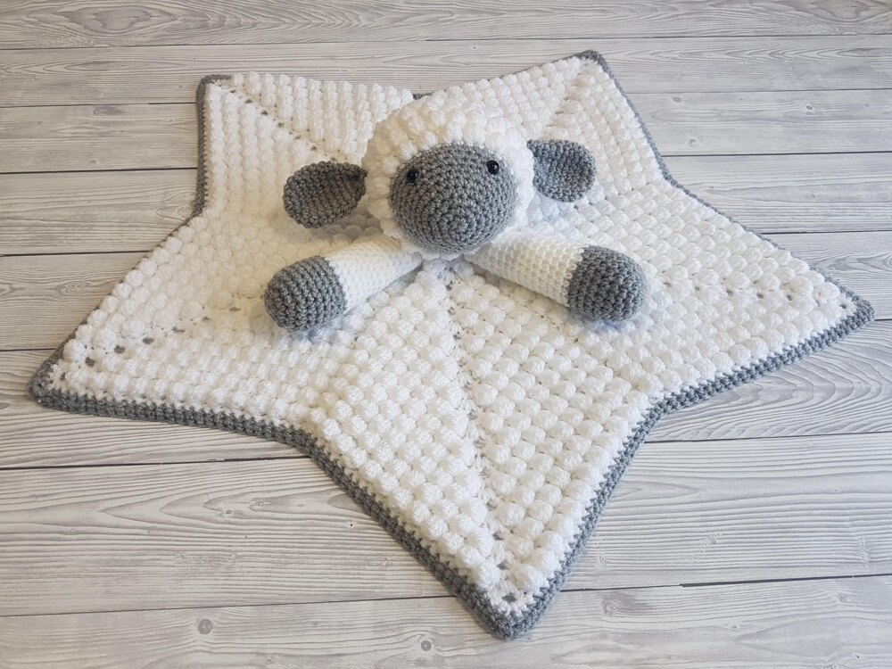 Snuggle Lamb Baby Lovey Security Blanket Crochet pattern by