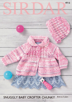 Matinee Jacket & Bonnet in Sirdar Snuggly Baby Crofter Chunky - 4916 - Downloadable PDF