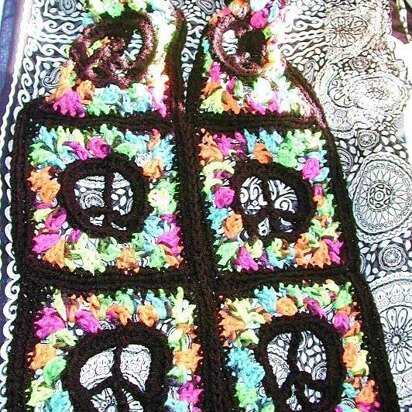 Stained Glass Peace Sign Scarf or Afgan Square