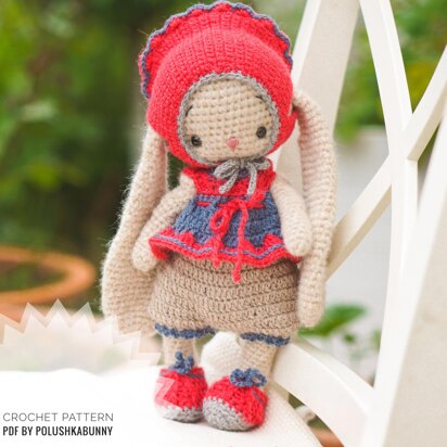 Crochet Pattern - Doll Clothes - Outfit Cute Little Girl for Bunny toy