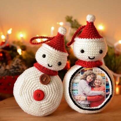 Snowball the Snowman Picture Frame Ornament