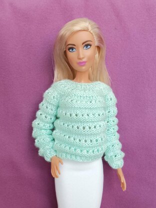 Mint Openwork Sweater for fashion dolls