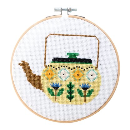 Cotton Clara Brie Harrison Teapot Cross Stitch Kit - 16cm 