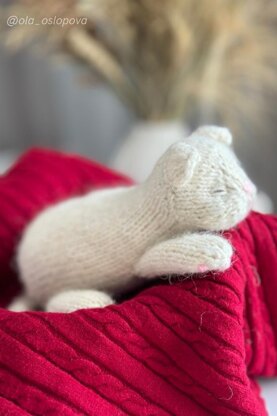 White sleeping kitten knitting pattern