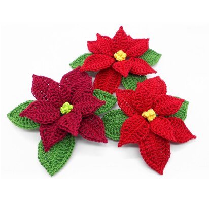 Crochet pattern decoration poinsettia in 2 versions - easy and decorative