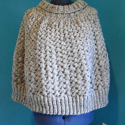 Grey Marble Cable Poncho - knitting pattern