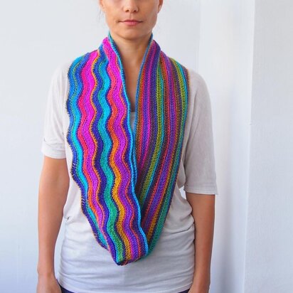 Chevron & stripes long loop circle scarf