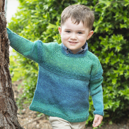 Top Down Gradient Kid's Sweater in Cascade 220 Superwash Wave - W719 - Downloadable PDF