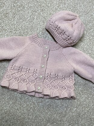 New Baby Round Neck Cardigan & Hat