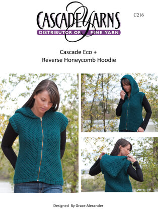 Cascade Yarns C216 Reverse Honeycomb Hoodie (Free)