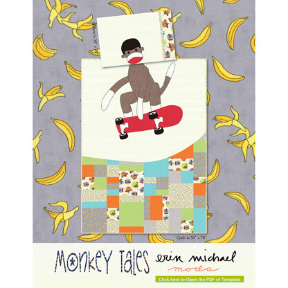 Moda Fabrics Monkey Tales Pillow Case and Quilt - Downloadable PDF