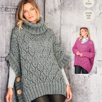 Women Ponchos in Stylecraft Special XL Tweed - 9807 - Downloadable PDF