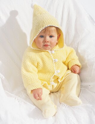 Knitted baby jacket with hood hotsell