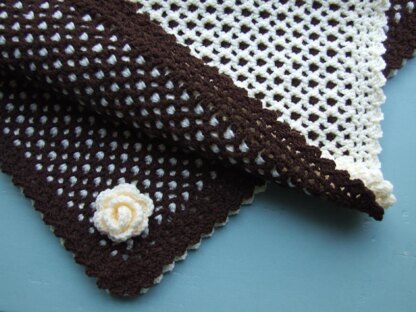 Two Colour Reversible Baby Blanket & Flower Trim