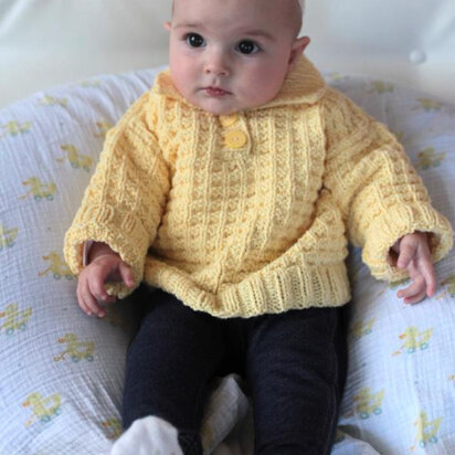 Waffle Knit Baby Polo Sweater in Plymouth Yarn Dandelion - 2252 - Downloadable PDF - knitting pattern